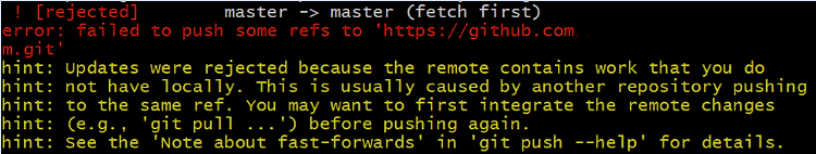 ! [rejected] master -> master (fetch first) git push 에러