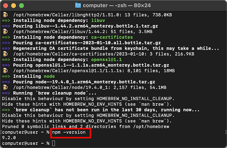 [Mac OS/맥북 M1] nodeJs 설치 / command not found: npm