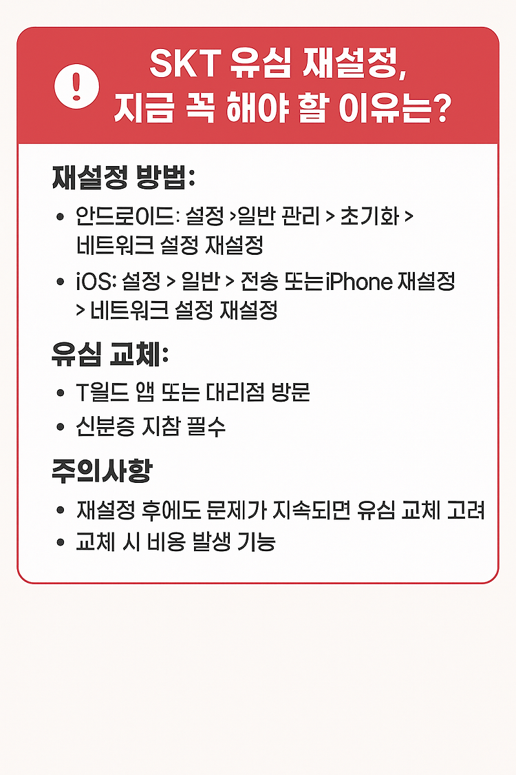 통화 품질이 달라졌다! SKT 유심 재설정과 교체, 그 결정적 순간