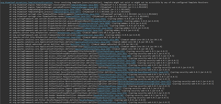 [SpringBoot] template might not exist or might not be accessible by any of the configured Template Resolvers