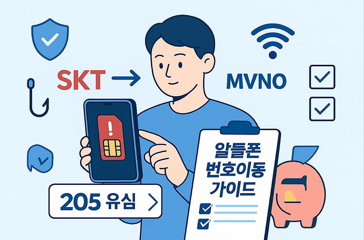 SKT 해킹 이후, 알뜰폰 번호이동과 요금제 선택 가이드｜KT·LG망 안전하게 바꾸는 법 주제 시각자료