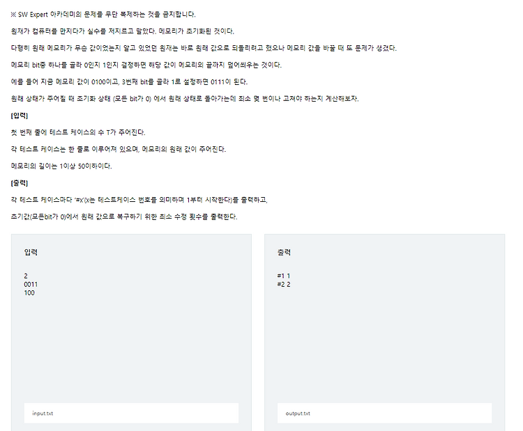 SWEA D3 1289 원재의 메모리 복구하기