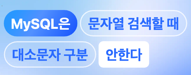 MySQL은 문자열 대소문자 구분을 하지 않는다.