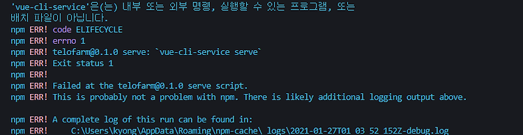 vue 맥에서 되는데 윈도우에서 안될때(vue-cli-service 에러)