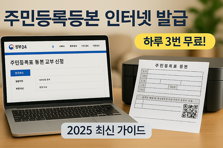 주민등록등본 인터넷 발급 방법 총정리 (2025 최신 완벽 가이드) 주제 시각자료