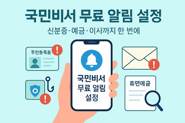 국민비서 무료 알림 설정법 | 주민등록증·예금·이사까지 한 번에 확인 주제 시각자료