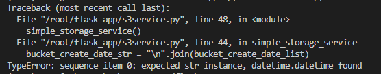 TypeError: sequence item 0: expected str instance, datetime.datetime found 해결 방법