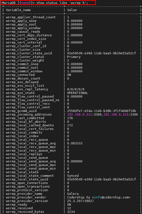 '[MariaDB - Galera ] wsrep status 보기 (갈레라 상태 정보 보기)' 포스트 대표 이미지