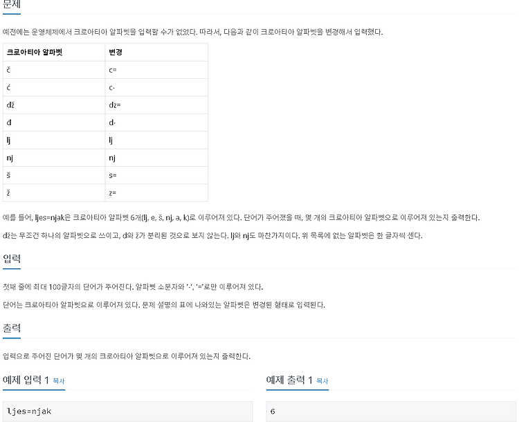 [백준 알고리즘] 2941번 크로아티아 알파벳(Python 3, Java)