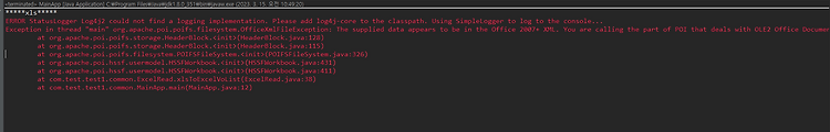 [Java / Spring] Log4j2 could not find... / org.apache.poi.poifs.filesystem.OfficeXmlFileException: The supplied data appears to be in the Office 2007+ XML