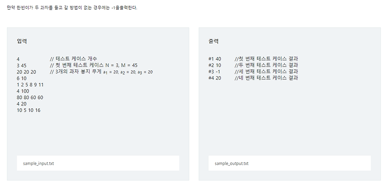 SWEA D3 9229 한빈이와 Spot Mart