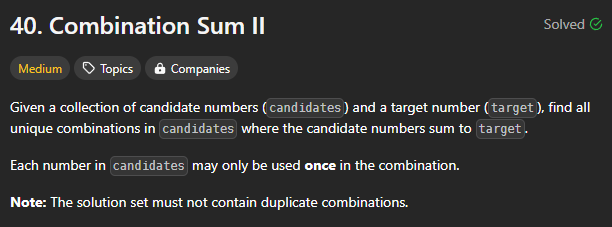 [Backtracking] Combination Sum II