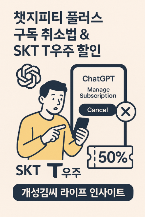 챗지피티 플러스 구독 취소법 & SKT T우주 50% 할인 완벽정리 주제 시각자료