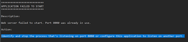 Port 8080 was already in use