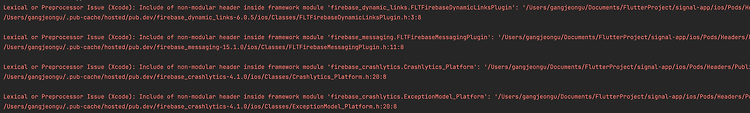 Flutter ios build error (Lexical or Preprocessor Issue (Xcode): Include of non-modular header inside framework module 'firebase_dynamic_links.FLTFirebaseDynamicLinksPlugin')