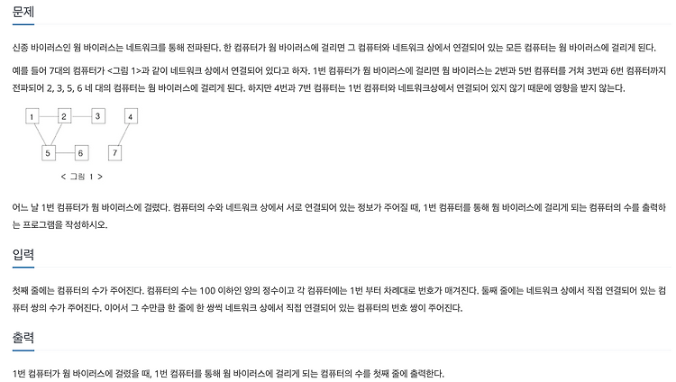 [DFS] 백준 2606번 : 바이러스 - Java