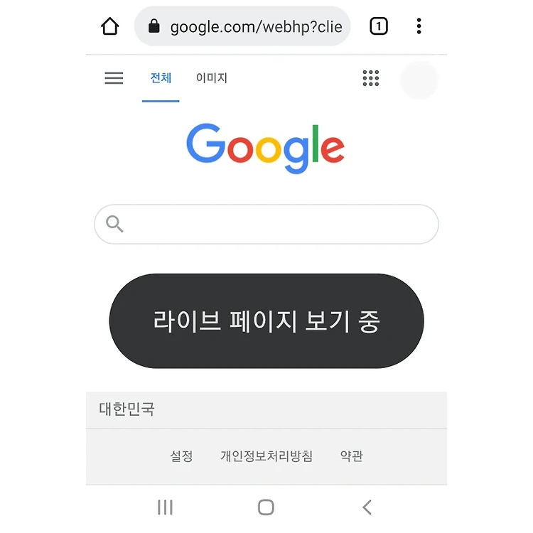 구글 크롬 라이브 페이지 보기 중 끄기