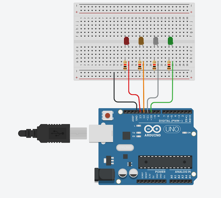 [아두이노] 4색 LED사용하기