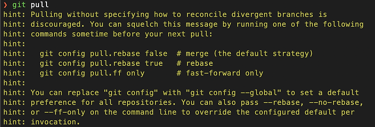 Git Pull 경고없애기 - Pulling Without Specifying How To Reconcile Divergent  Branches Is Discouraged — Developer 쿠의 개발이야기