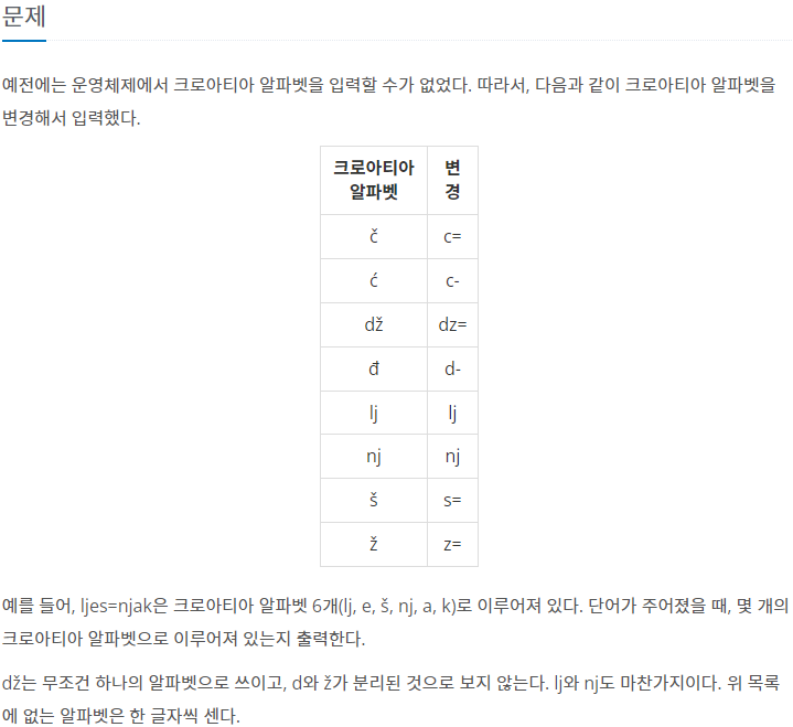 [Baekjoon] 2941번 크로아티아 알파벳
