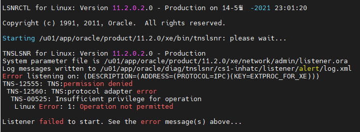 [Oracle] TNS-12555: 오라클 리스너 권한 오류