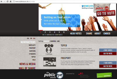 그린피스 NGO 단체가 선정한 세계최악의 기업들, Public Eye Award 2012 포스트 썸네일