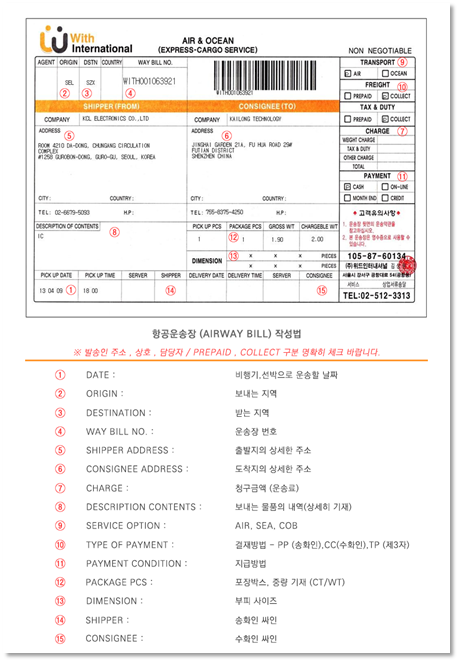 국제물류 : 항공화물운송장의 개념, 성격, 주요약관