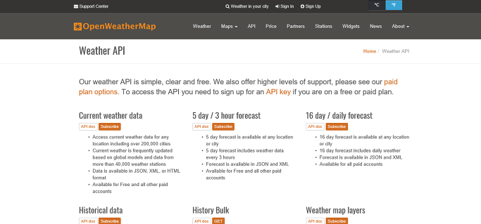 OpenWeatherMap API 키 받기