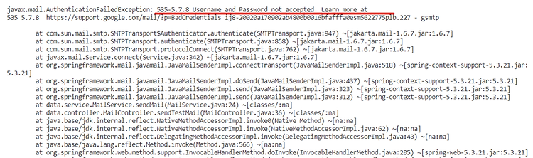 [troubleShooting, Gmail] Gmail SMTP "AuthenticationFailedException: 535-5.7.8 Username and Password not accepted"