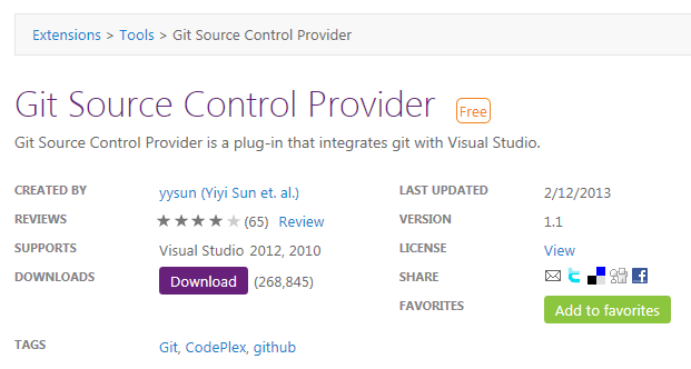 Visual Studio 2010 with GIT