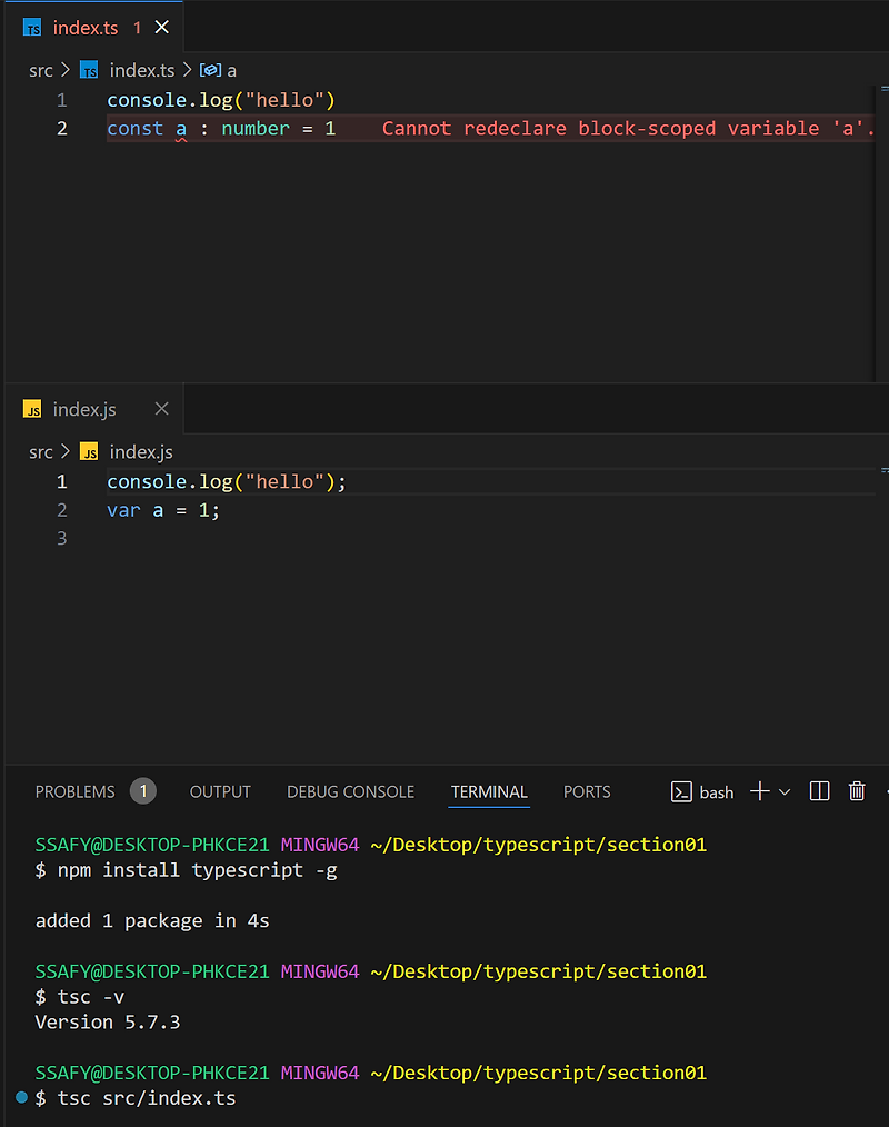 [Typescript] 타입스크립트 설치 및 시작, tsnode, TSX, 타입스크립트 컴파일러 설정 — 개발새발개발