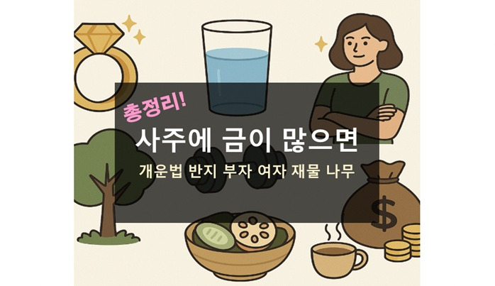 사주에 금이 많으면 개운법 반지 물 부자 여자 재물 나무
