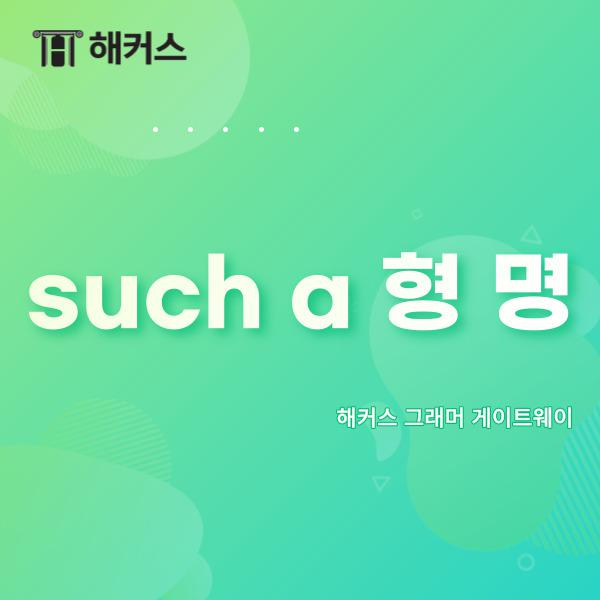 such a 형 명, so 형 a 명, so that, such that 세트로 알아보자! - 해커스영어 공식 블로그