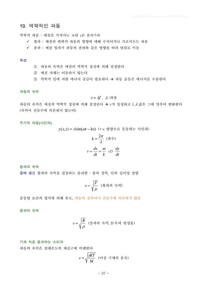 역학적인 파동, 파동의 속력, 주기적 파동, 횡파의 속력, 종파의 속력, 소리파, 파동 운동의 에너지