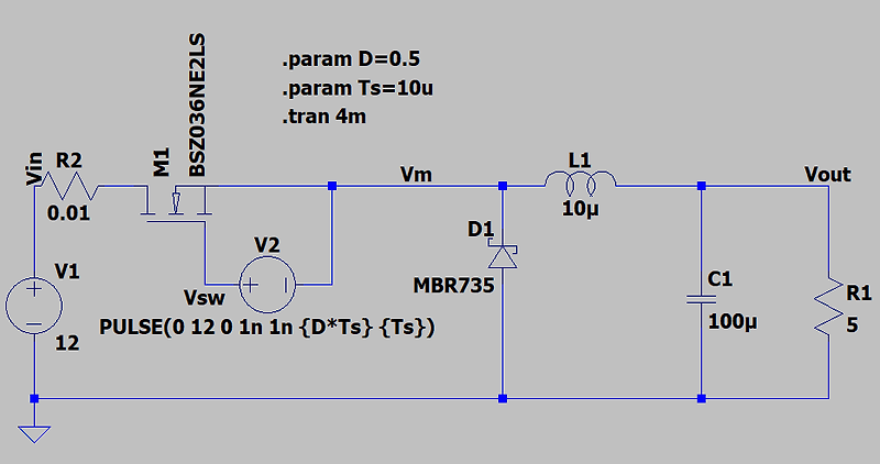 LTSPICE 예제 - Buck Converter Example