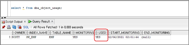 오라클 Index 모니터링 - 안쓰는 인덱스 찾기 (index monitoring), Foreign Key 주의