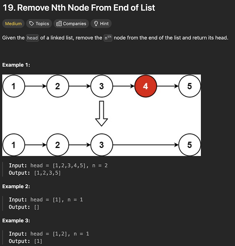 [Leetcode/Two Pointer] 19. Remove Nth Node From End of List