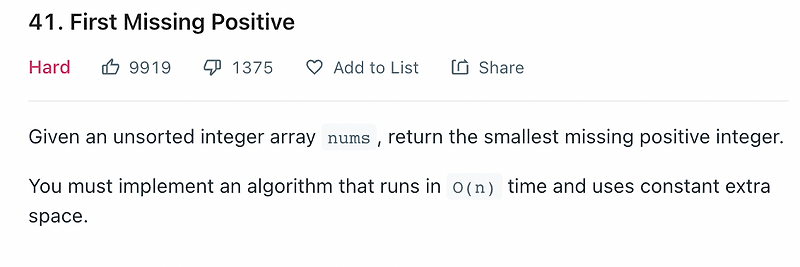 [리트코드] 41. First Missing Positive — 그린 개발log