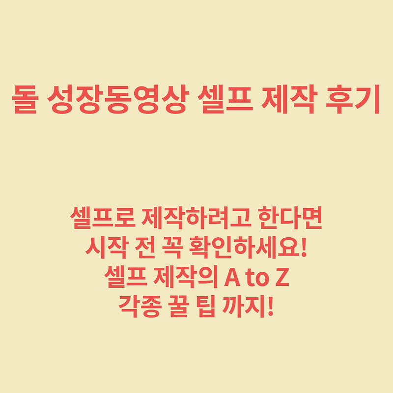 [돌 성장동영상] 셀프 제작 후기 – 셀프 제작을 시작하기 전 꼭 알려주고 싶은 팁들, 내가 겪었던 문제점!