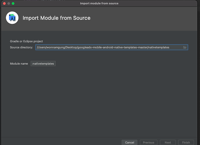  aos android studio import module error