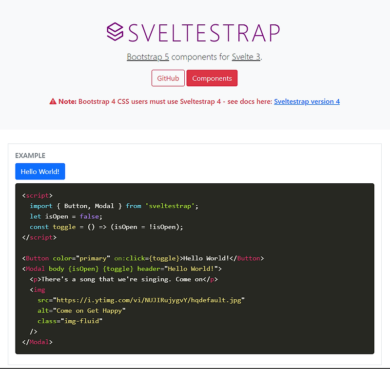 SVELTESTRAP Bootstrap 5, Svelte에서 사용하기