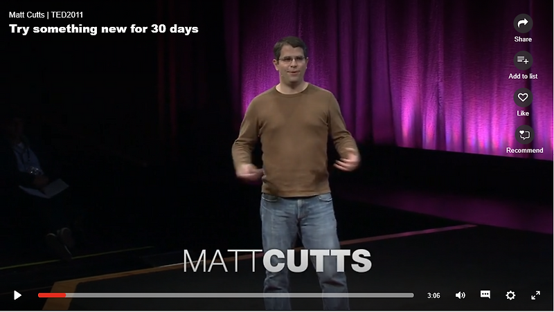 Day 1 :: 30일동안 새로운 것 도전하기 - 맷 커츠, Try something new for 30 days - Matt ...