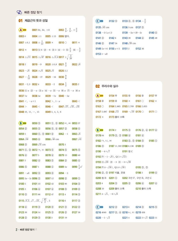 쎈 중3 수학 상 답지(2021)