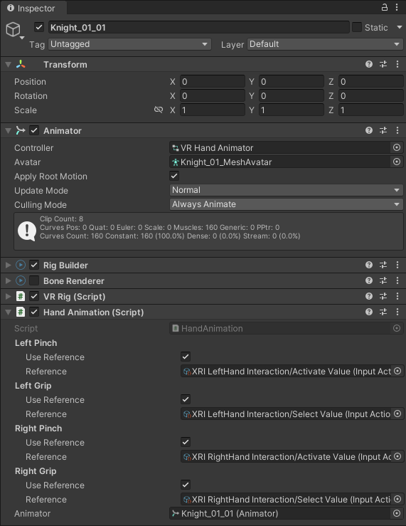 [Unity] VR 캐릭터 손 애니메이션 컨트롤러 조작