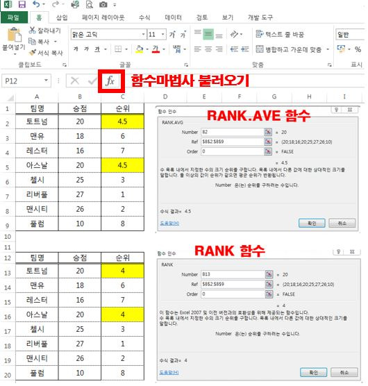 실무에서 자주 사용되는 엑셀 순위구하기, 엑셀 순위매기기