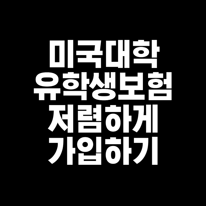 미국 대학 필수! 유학생 보험 가장 저렴하게 가입하는 방법