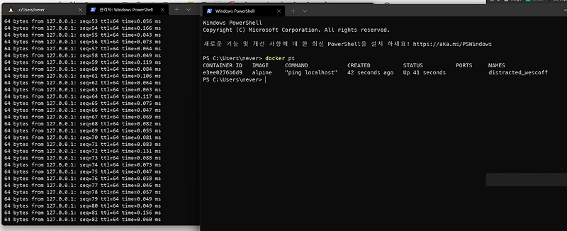 docker ping localhost // docker ps