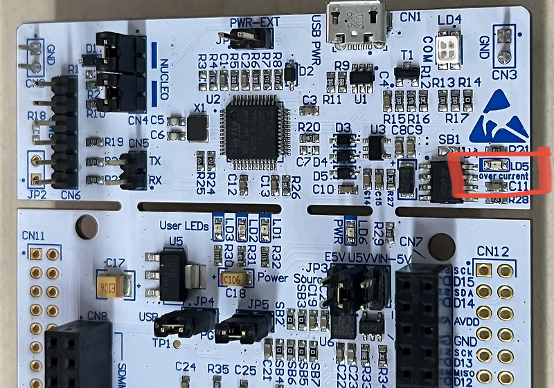 [STM32] NUCLEO-F429ZI overcurrent LD5 켜지는 이유