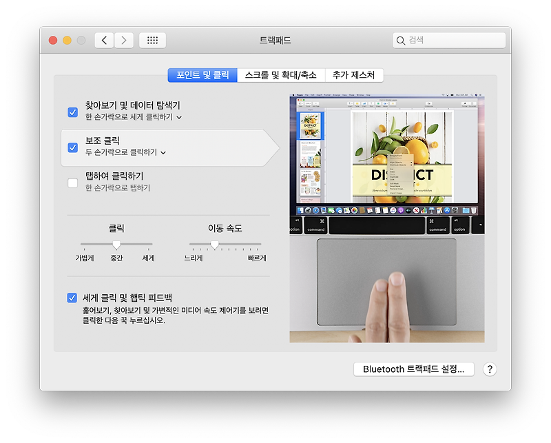 맥북 트랙패드 Force Touch 설정 끄기