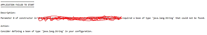 [Java] Parameter 0 of constructor in `file name` required a bean of ...